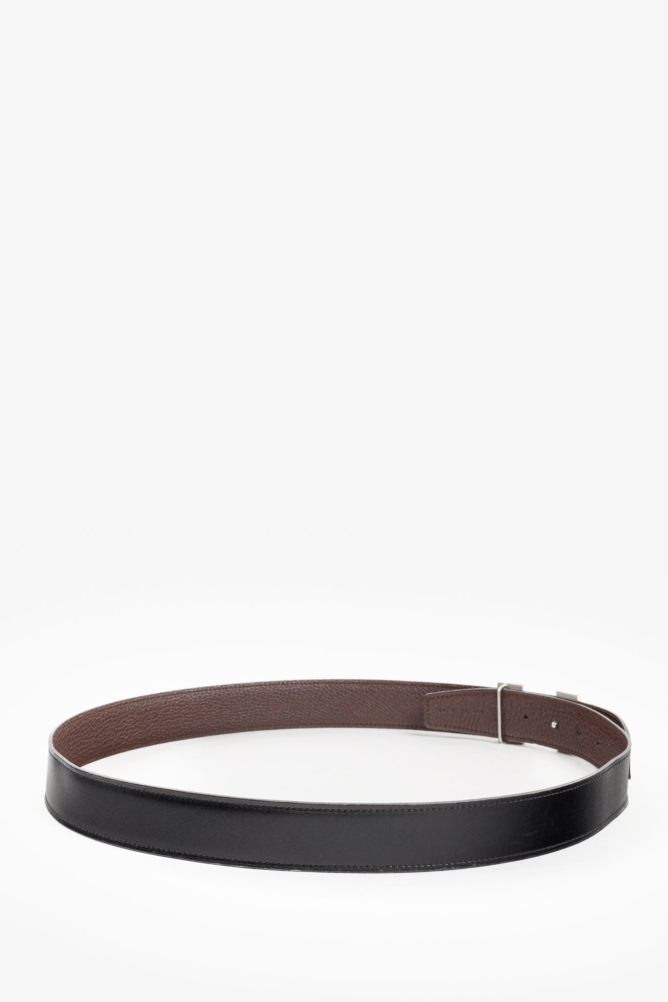 Hermes Black/Brown Togo Calfskin H Buckle Reversible Belt