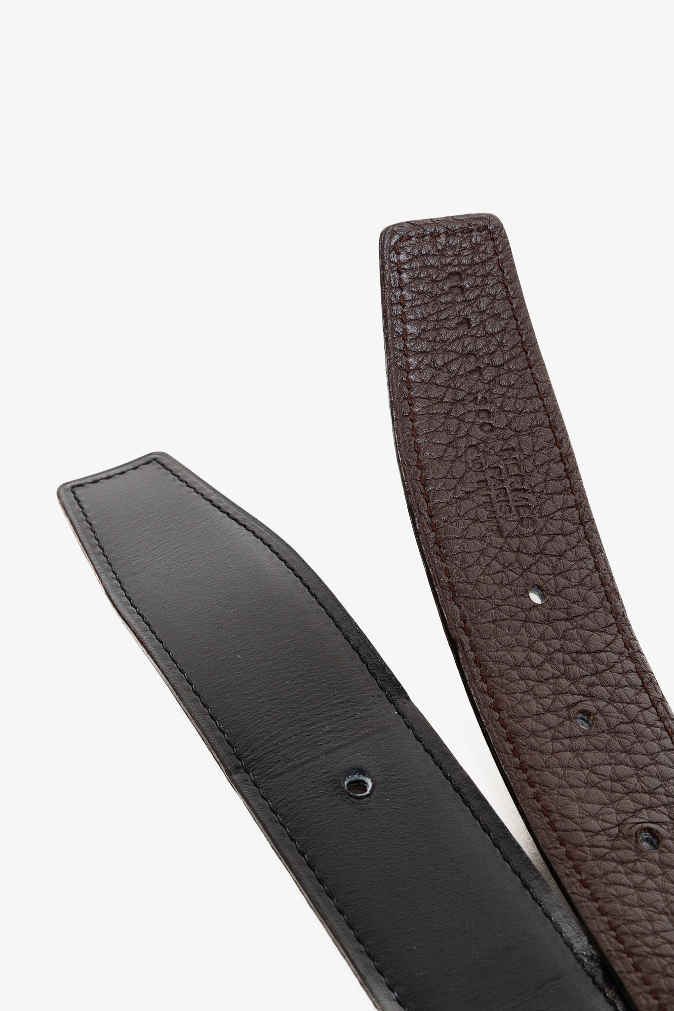 Hermes Black/Brown Togo Calfskin H Buckle Reversible Belt