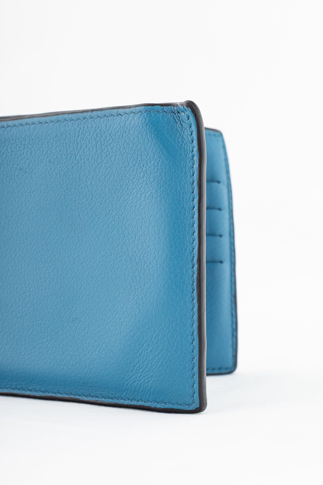Hermes Citizen Twill Blue Izmir Evercolor Leather Bi Fold Wallet