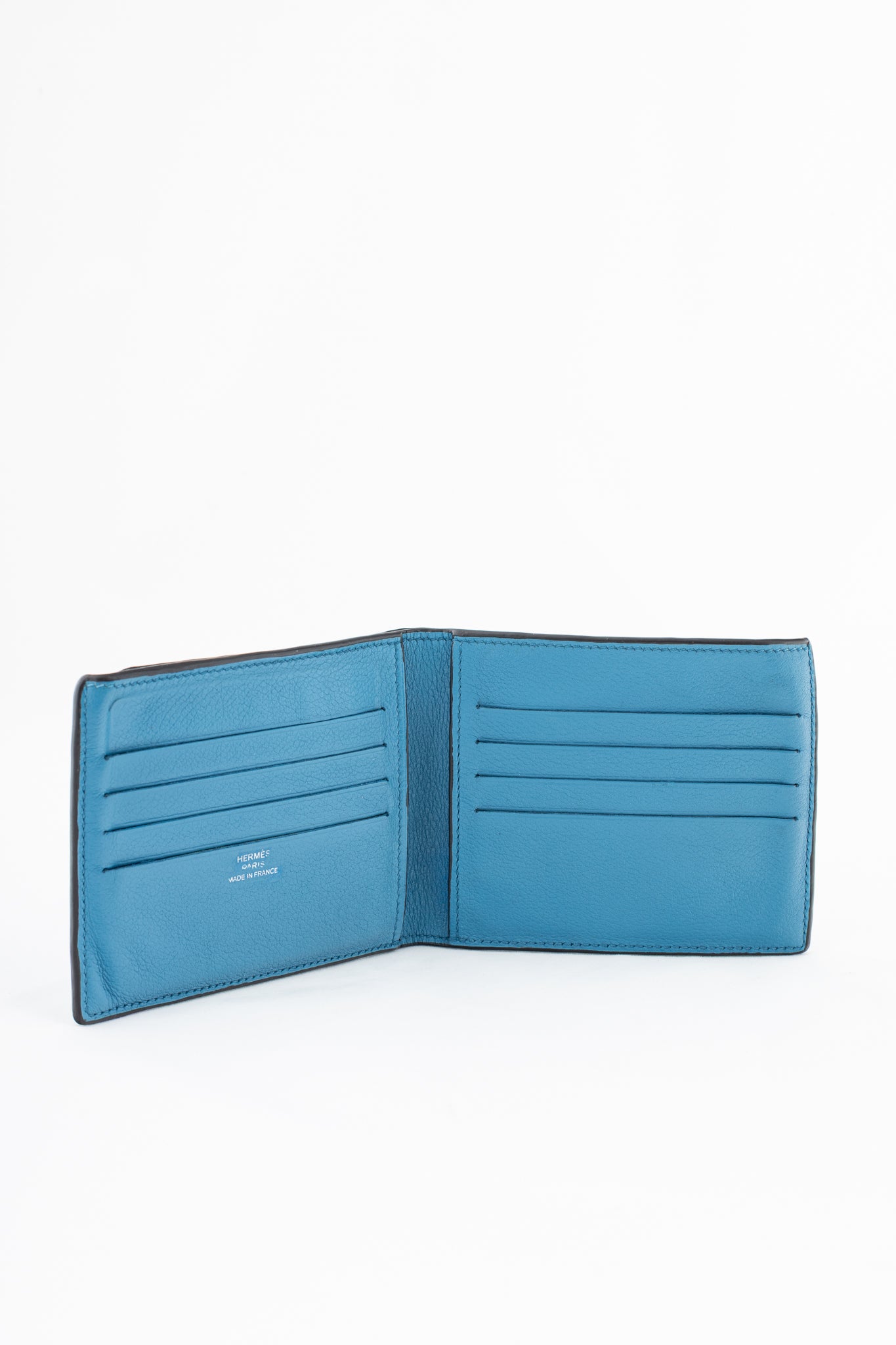 Hermes Citizen Twill Blue Izmir Evercolor Leather Bi Fold Wallet