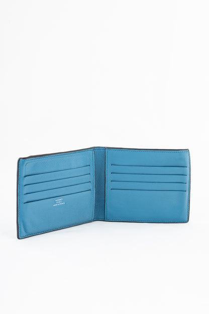 Hermes Citizen Twill Blue Izmir Evercolor Leather Bi Fold Wallet