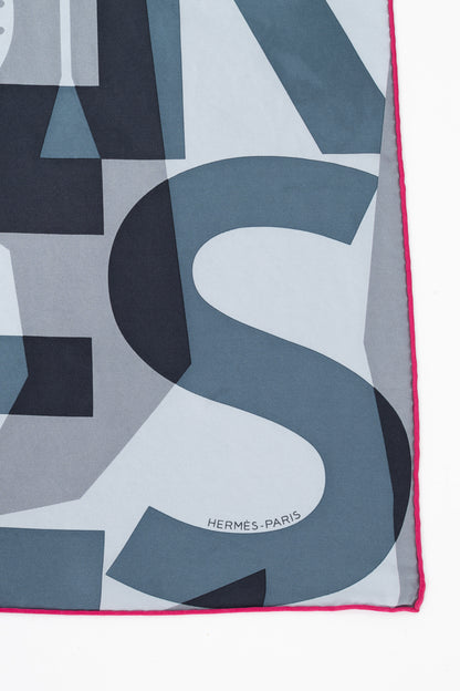 Hermes Anthracite, Gris & Gris Claire HER-MES Pocket Square 45