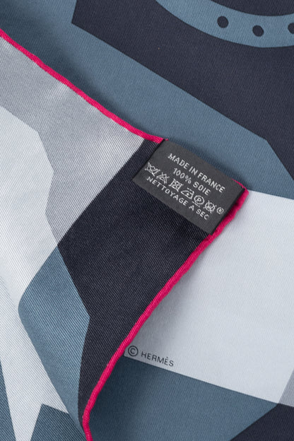 Hermes Anthracite, Gris & Gris Claire HER-MES Pocket Square 45