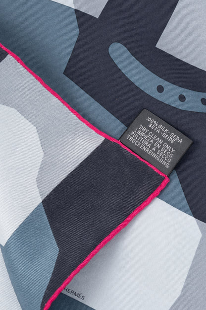 Hermes Anthracite, Gris & Gris Claire HER-MES Pocket Square 45