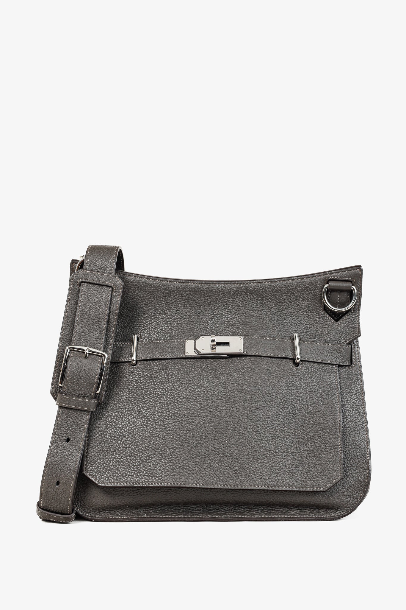 Hermes Jyspiere 34 Taurillon Clemence Graphite & Etoupe Bag