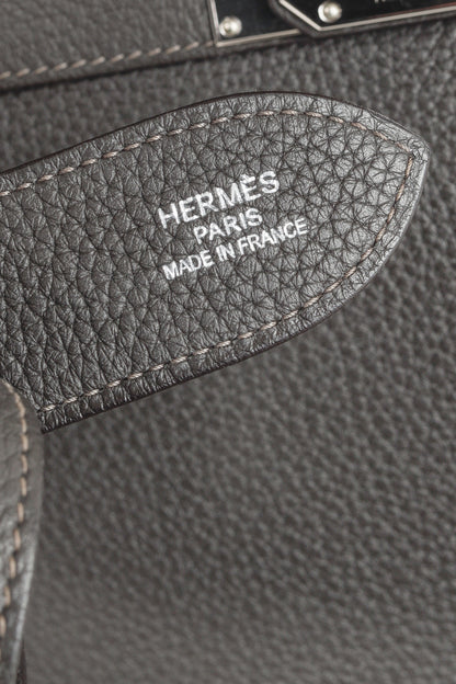 Hermes Jyspiere 34 Taurillon Clemence Graphite & Etoupe Bag