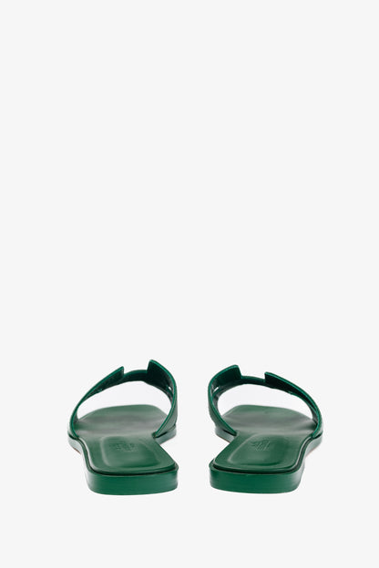 Hermes Oran Vert Electrique Calfskin H-Strap Sandals