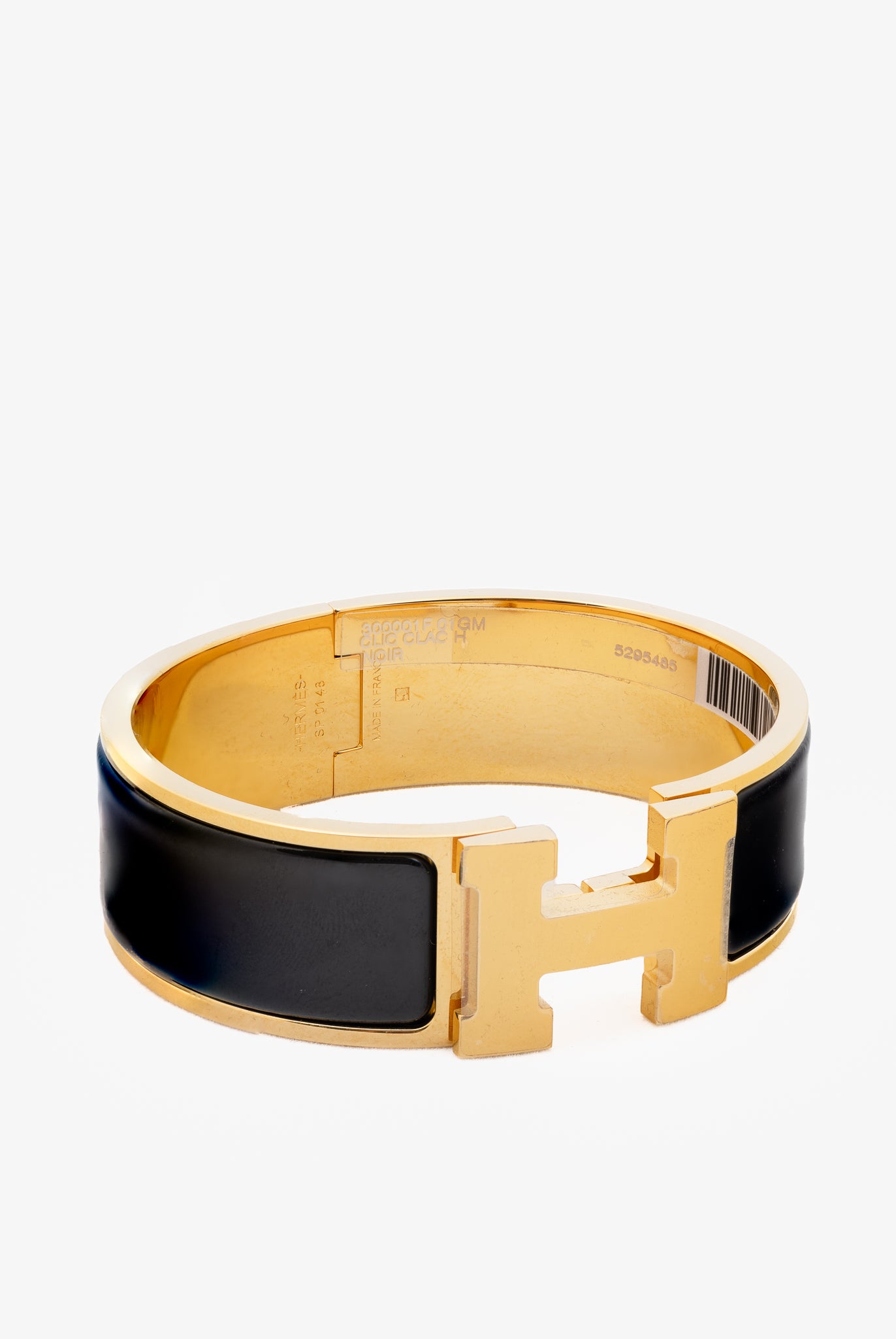 Hermes Clic Clac H Noir Yellow-Gold-Plated Wide Bracelet