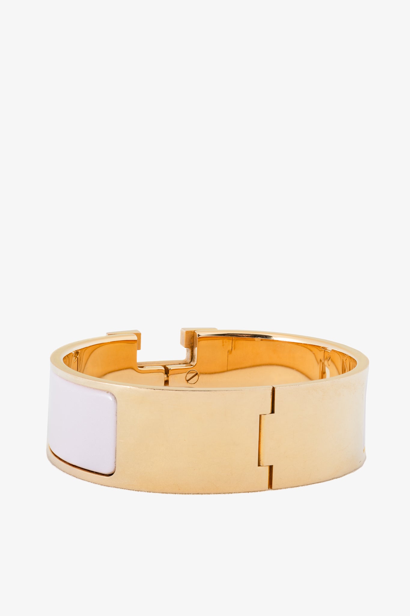 Hermes Clic H Rose Dragee Wide Enamel Bracelet