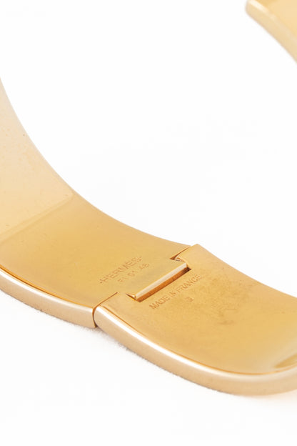 Hermes Clic H Rose Dragee Wide Enamel Bracelet