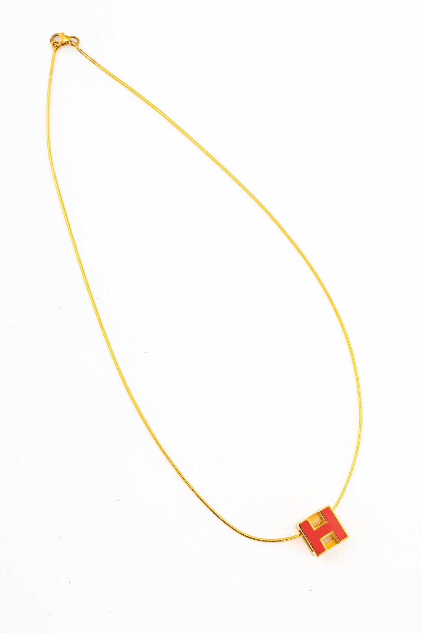 Hermes Cage D'H Gold Cube-Pendant Necklace