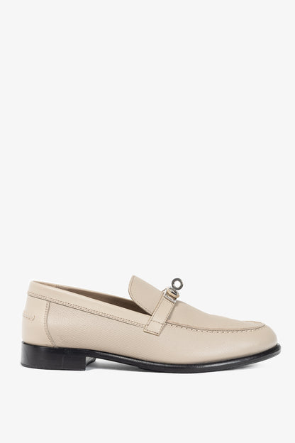 Hermes Destin Blanc Gomme Epsom Calfskin Kelly-Buckle Loafers