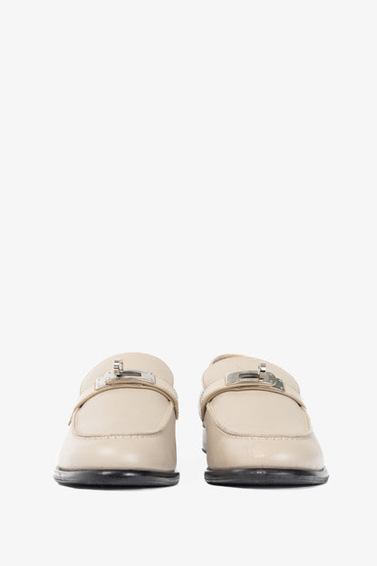 Hermes Destin Blanc Gomme Epsom Calfskin Kelly-Buckle Loafers