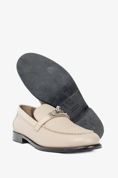 Hermes Destin Blanc Gomme Epsom Calfskin Kelly-Buckle Loafers