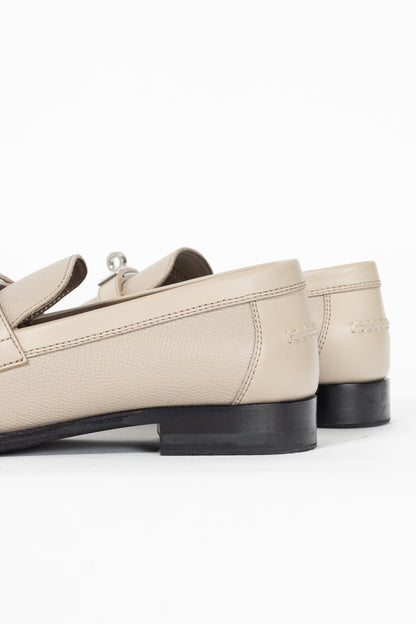 Hermes Destin Blanc Gomme Epsom Calfskin Kelly-Buckle Loafers