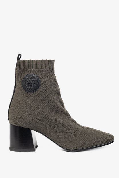 Hermes Volver 60 Vert Sapin Knit Ankle Boots
