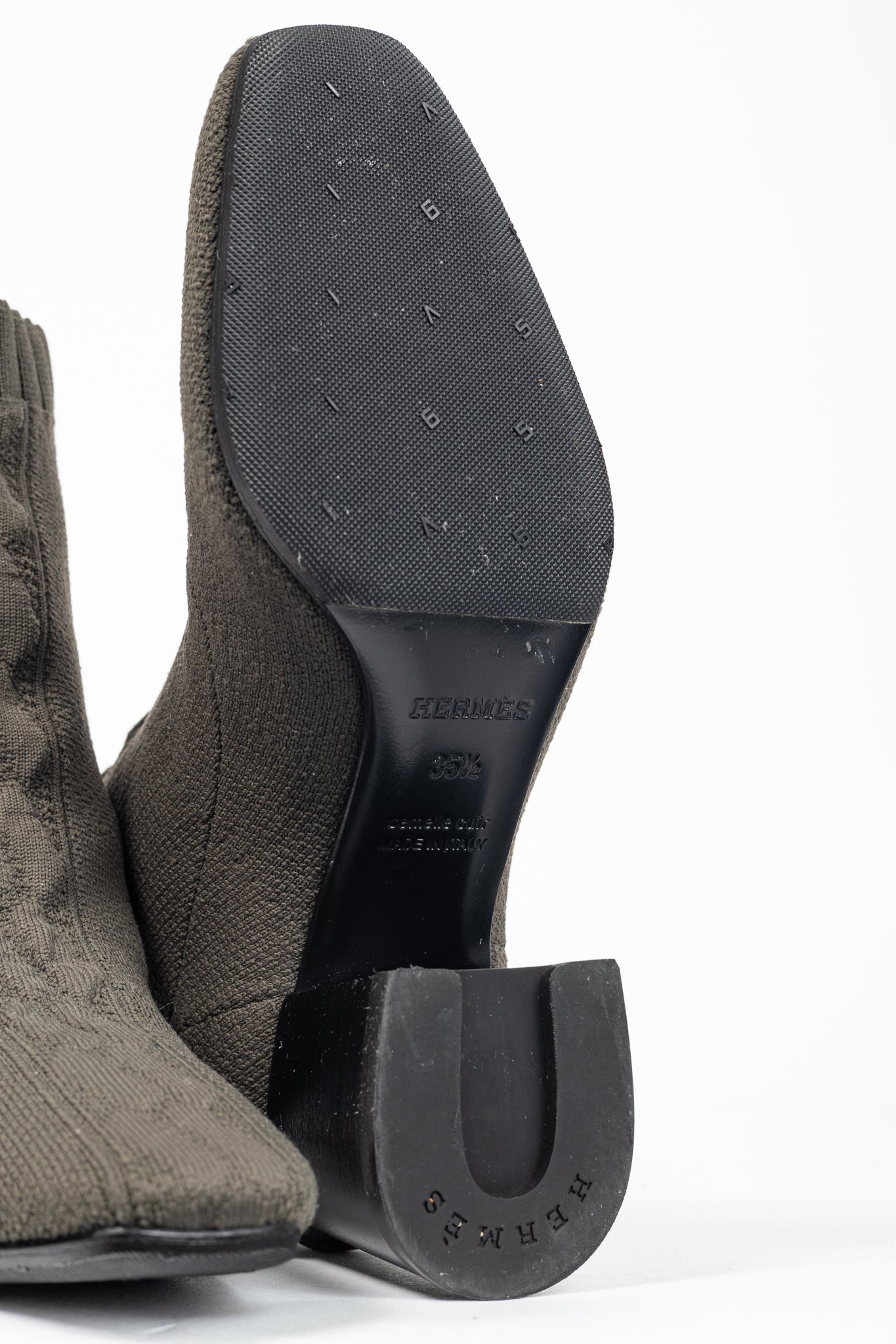 Hermes Volver 60 Vert Sapin Knit Ankle Boots