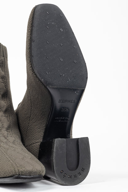 Hermes Volver 60 Vert Sapin Knit Ankle Boots