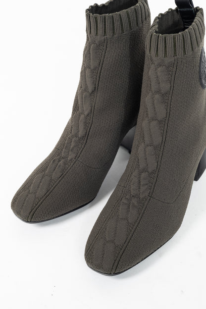 Hermes Volver 60 Vert Sapin Knit Ankle Boots