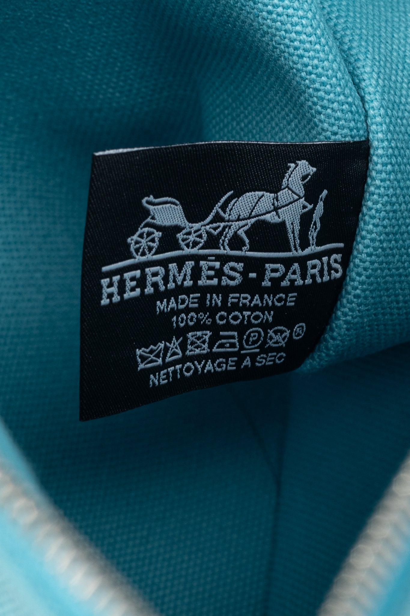 Hermes Flat Yachting GM Blue Logo Toile Pouch