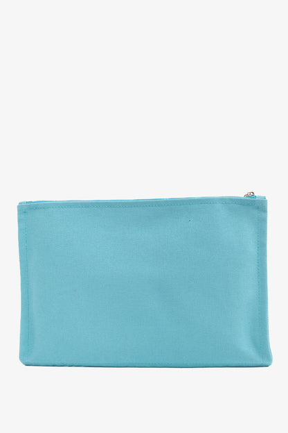 Hermes Flat Yachting GM Blue Logo Toile Pouch