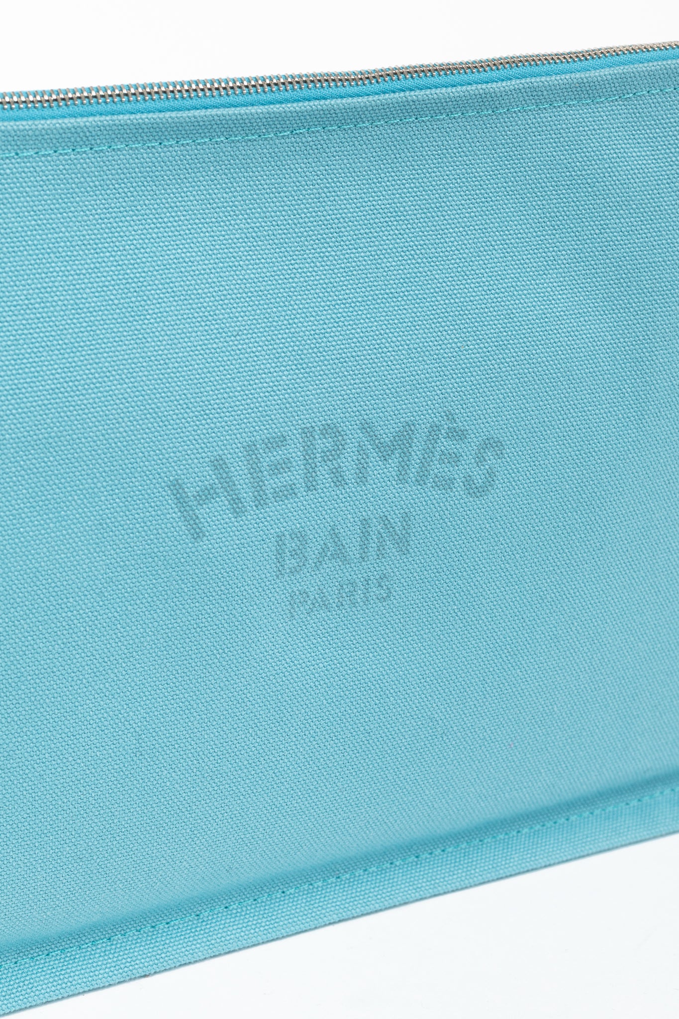 Hermes Flat Yachting GM Blue Logo Toile Pouch