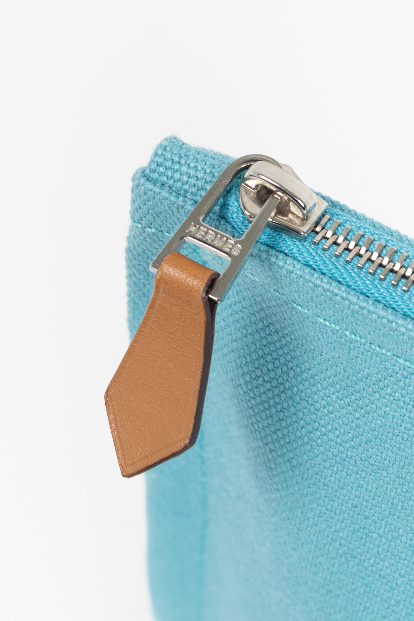 Hermes Flat Yachting GM Blue Logo Toile Pouch