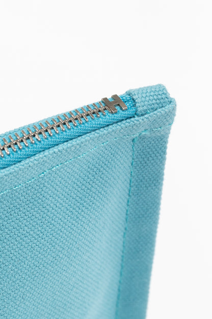 Hermes Flat Yachting GM Blue Logo Toile Pouch