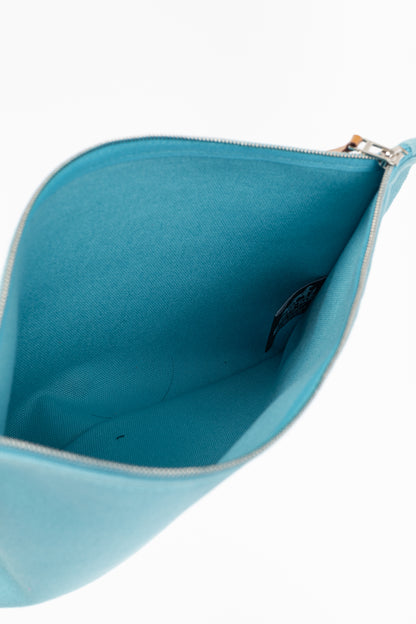 Hermes Flat Yachting GM Blue Logo Toile Pouch