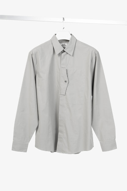 Hermes Light-Grey Cotton-Poplin Vertical-Pocket Shirt