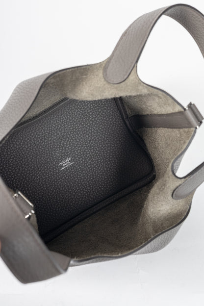 Hermes Picotin Lock 18 Gris Meyer Taurillon Clemence Leather Tote