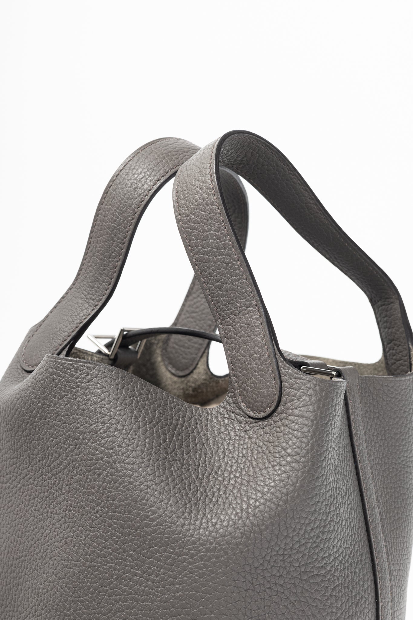Hermes Picotin Lock 18 Gris Meyer Taurillon Clemence Leather Tote