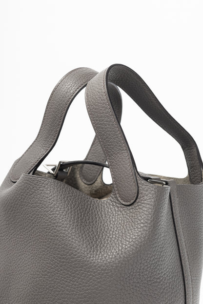 Hermes Picotin Lock 18 Gris Meyer Taurillon Clemence Leather Tote