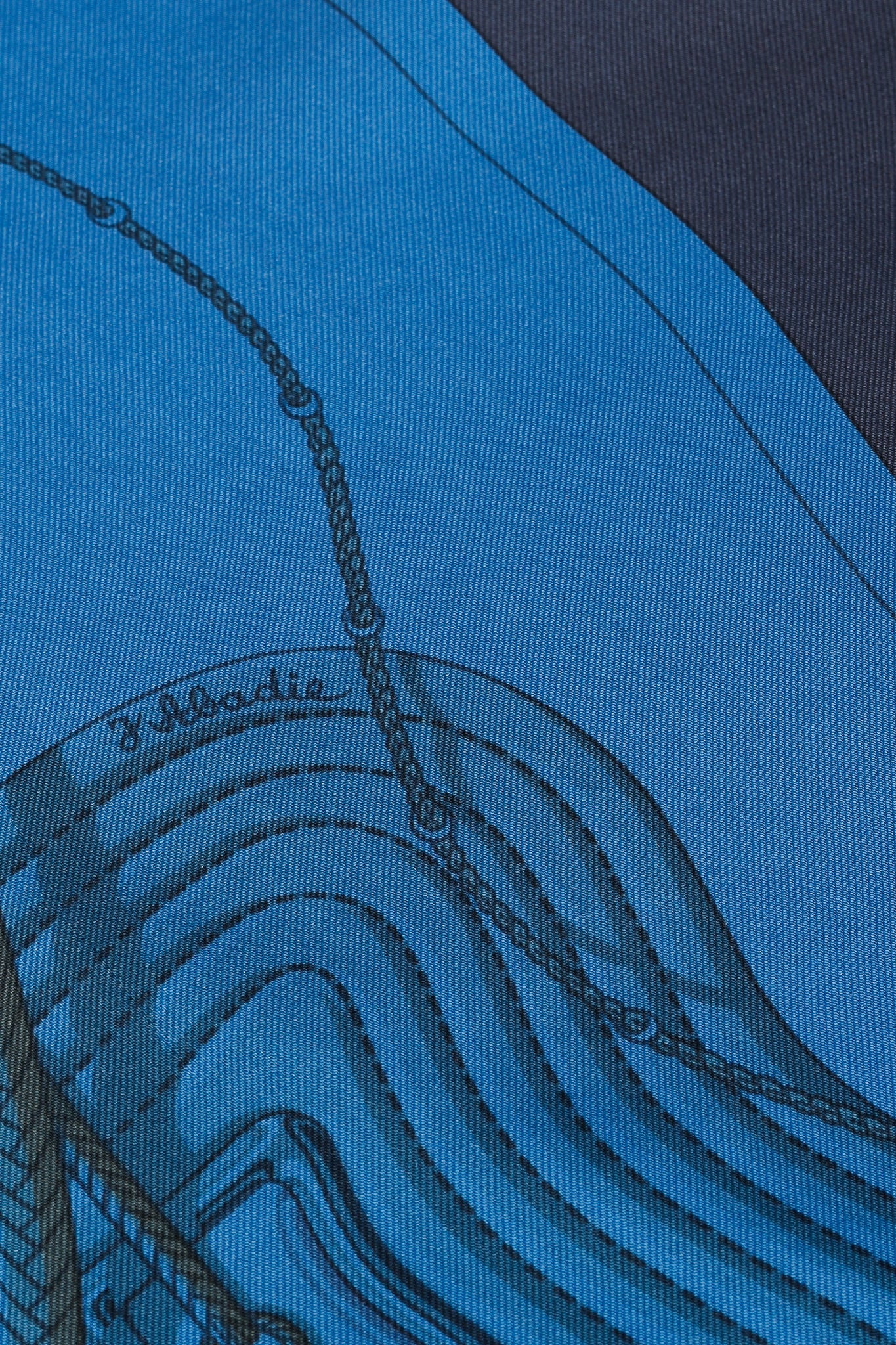 Hermes Clic-Clac 90 Blue Dip-Dye Silk Scarf