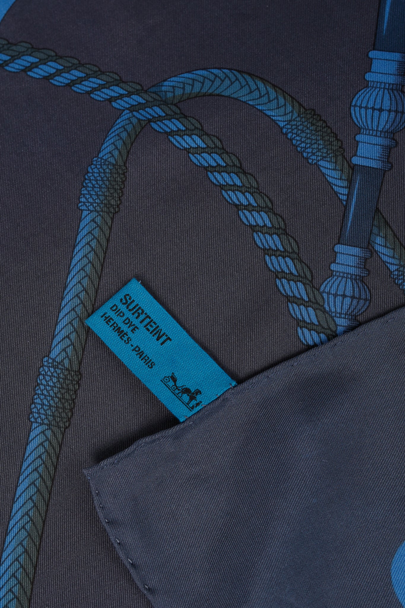 Hermes Clic-Clac 90 Blue Dip-Dye Silk Scarf