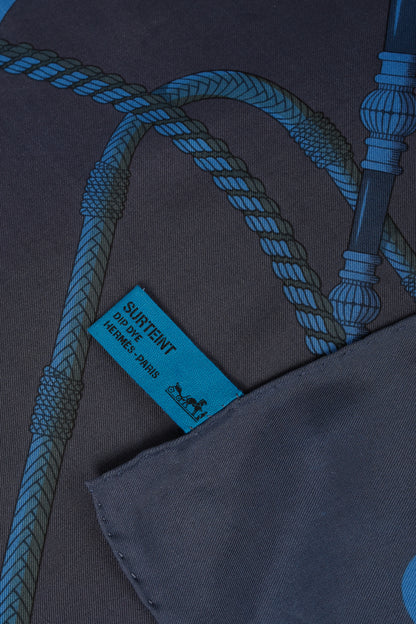 Hermes Clic-Clac 90 Blue Dip-Dye Silk Scarf