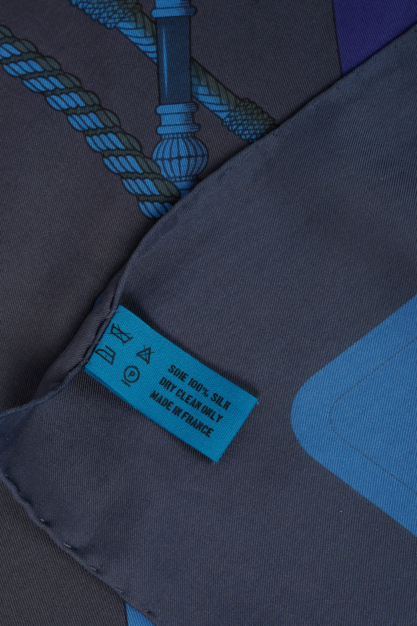 Hermes Clic-Clac 90 Blue Dip-Dye Silk Scarf