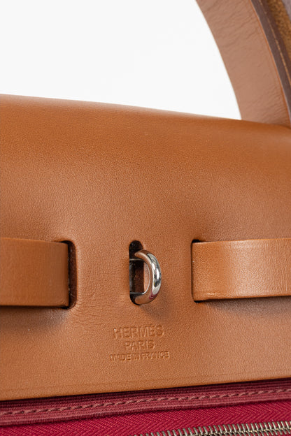 Hermes Herbag 31 Red Toile & Vache Hunter Satchel