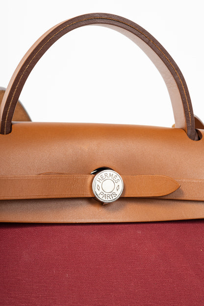 Hermes Herbag 31 Red Toile & Vache Hunter Satchel