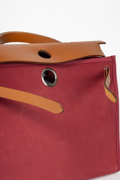 Hermes Herbag 31 Red Toile & Vache Hunter Satchel