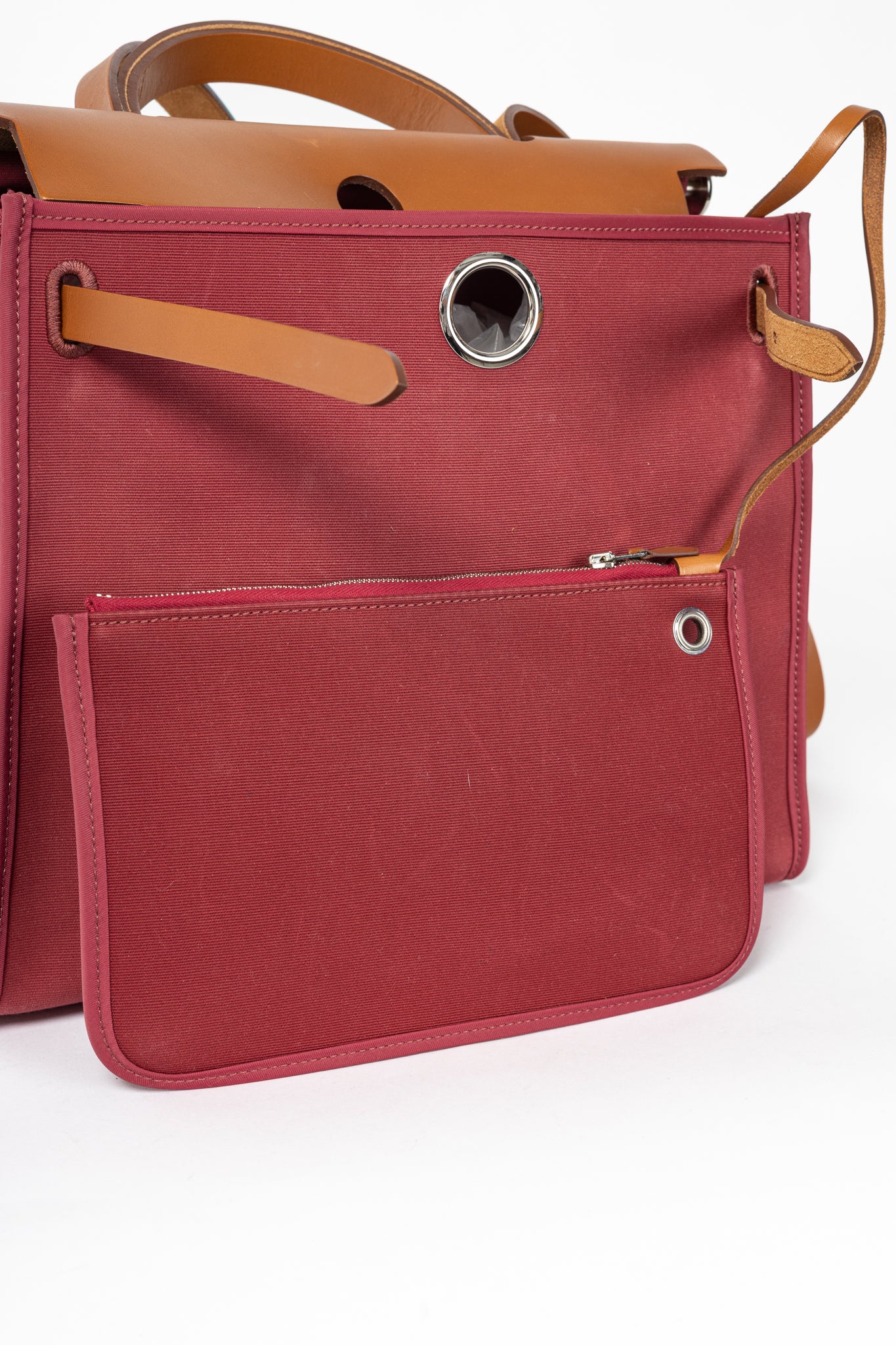 Hermes Herbag 31 Red Toile & Vache Hunter Satchel