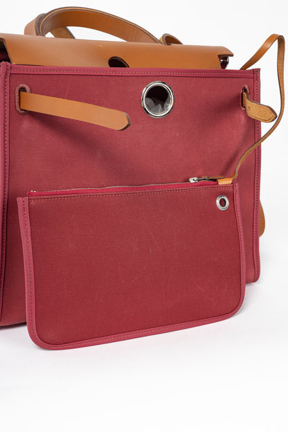 Hermes Herbag 31 Red Toile & Vache Hunter Satchel