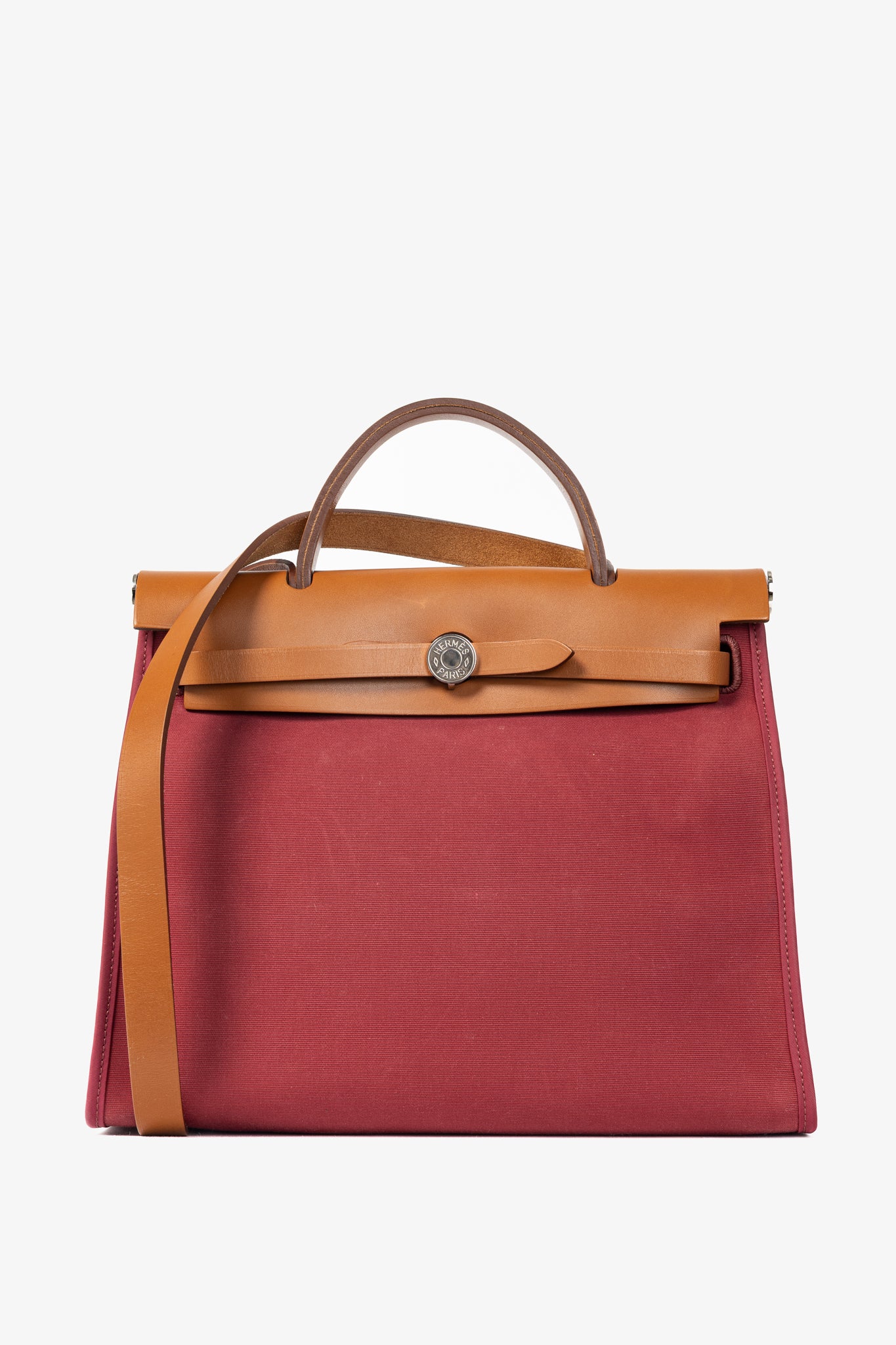 Hermes Herbag 31 Red Toile & Vache Hunter Satchel