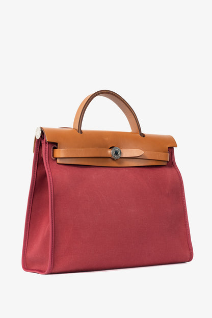 Hermes Herbag 31 Red Toile & Vache Hunter Satchel