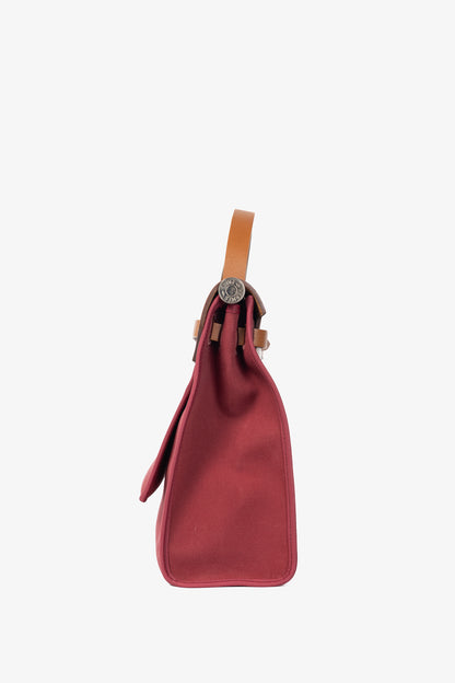 Hermes Herbag 31 Red Toile & Vache Hunter Satchel