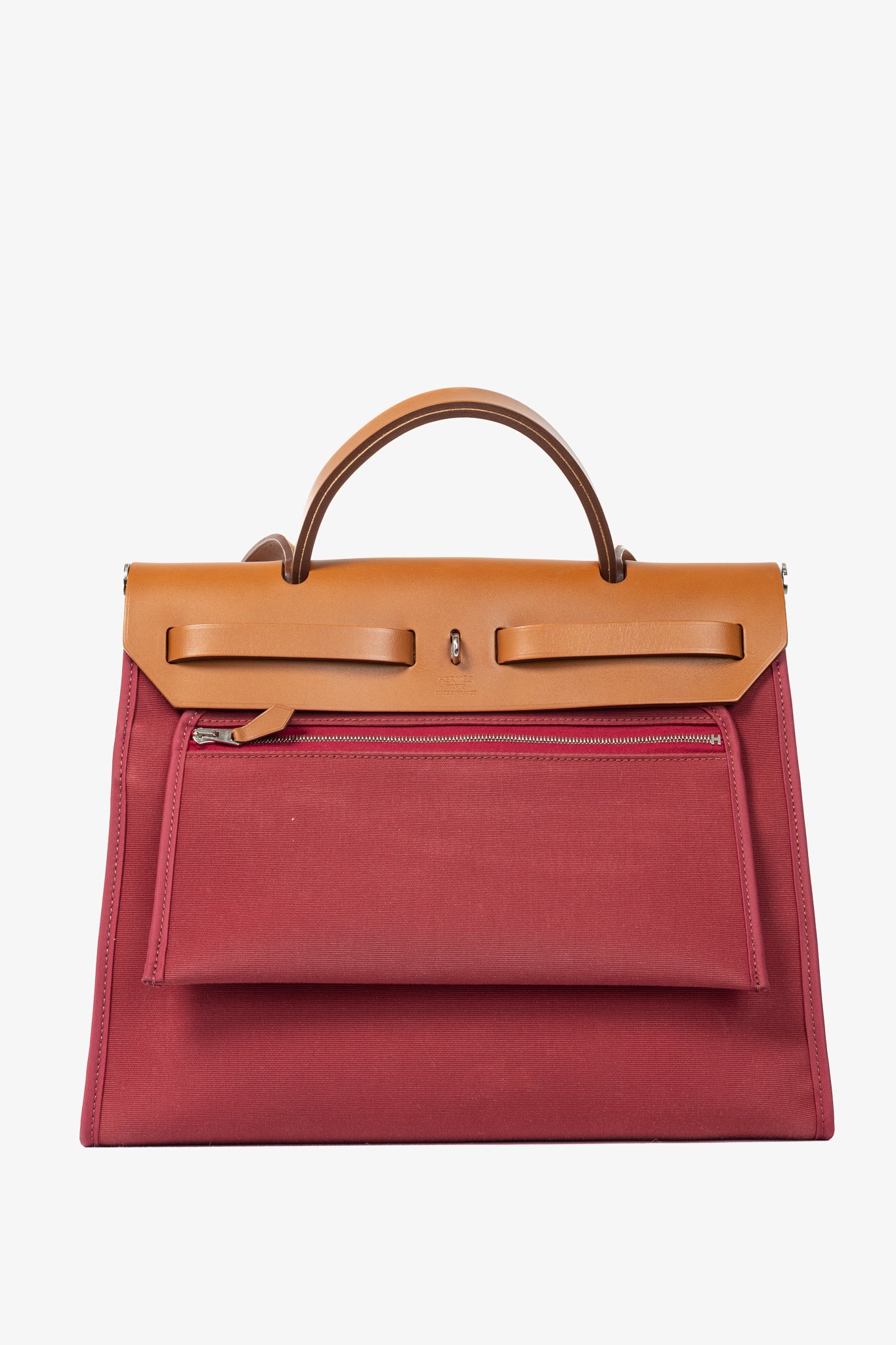 Hermes Herbag 31 Red Toile & Vache Hunter Satchel