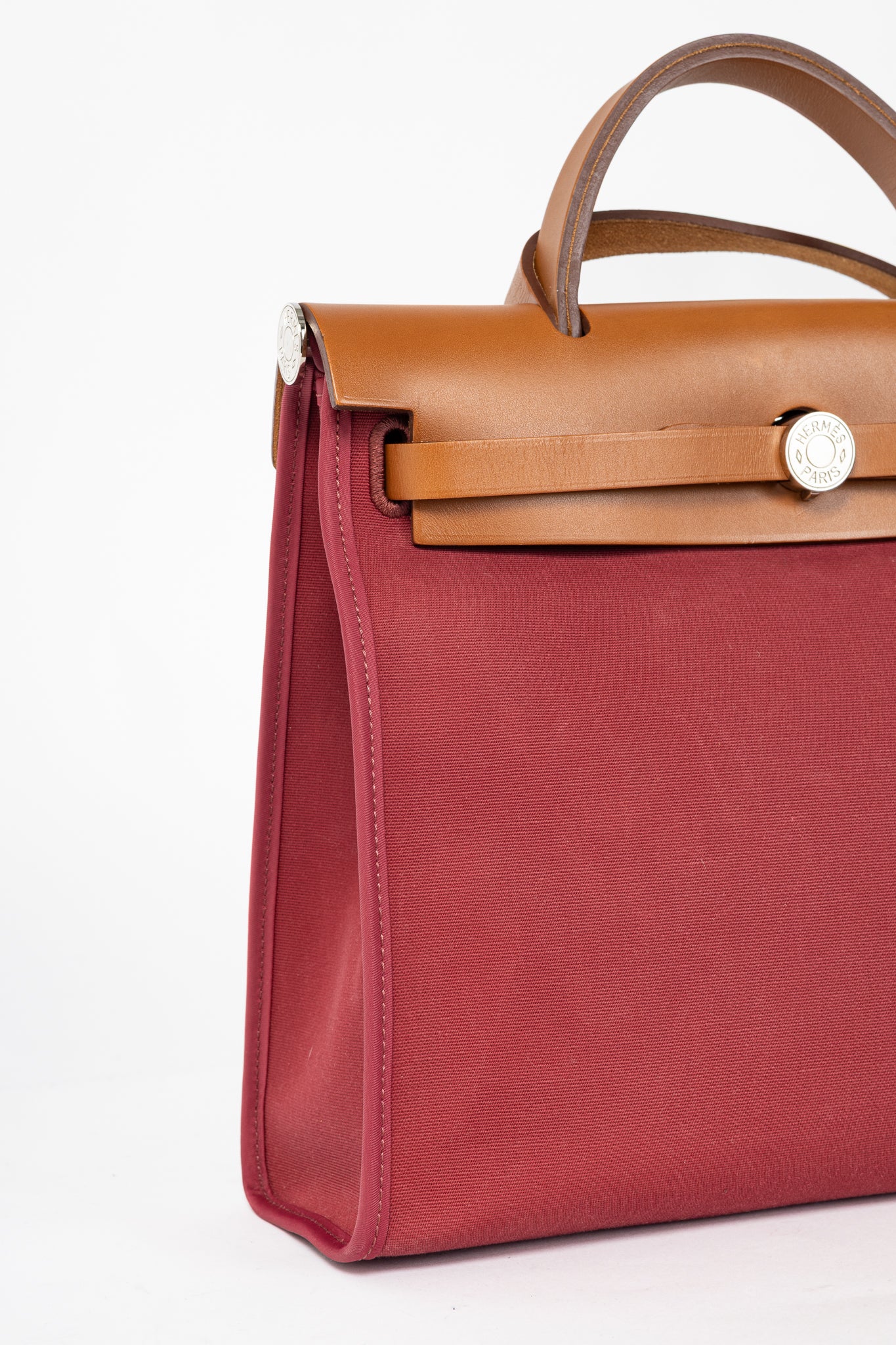 Hermes Herbag 31 Red Toile & Vache Hunter Satchel
