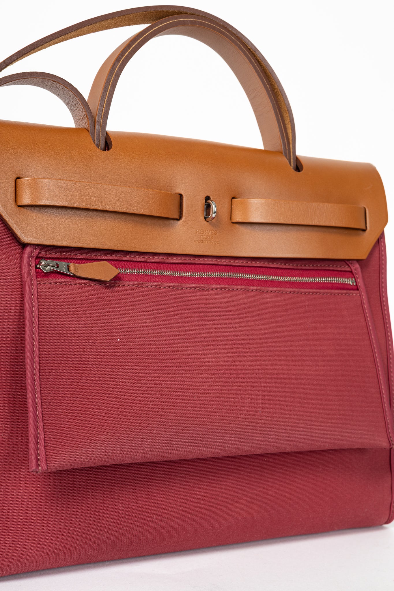 Hermes Herbag 31 Red Toile & Vache Hunter Satchel