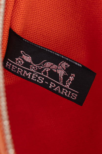 Hermes Flat Yachting GM Orange Logo Toile Pouch