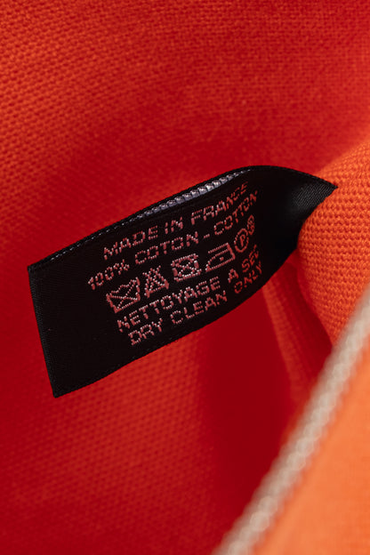Hermes Flat Yachting GM Orange Logo Toile Pouch